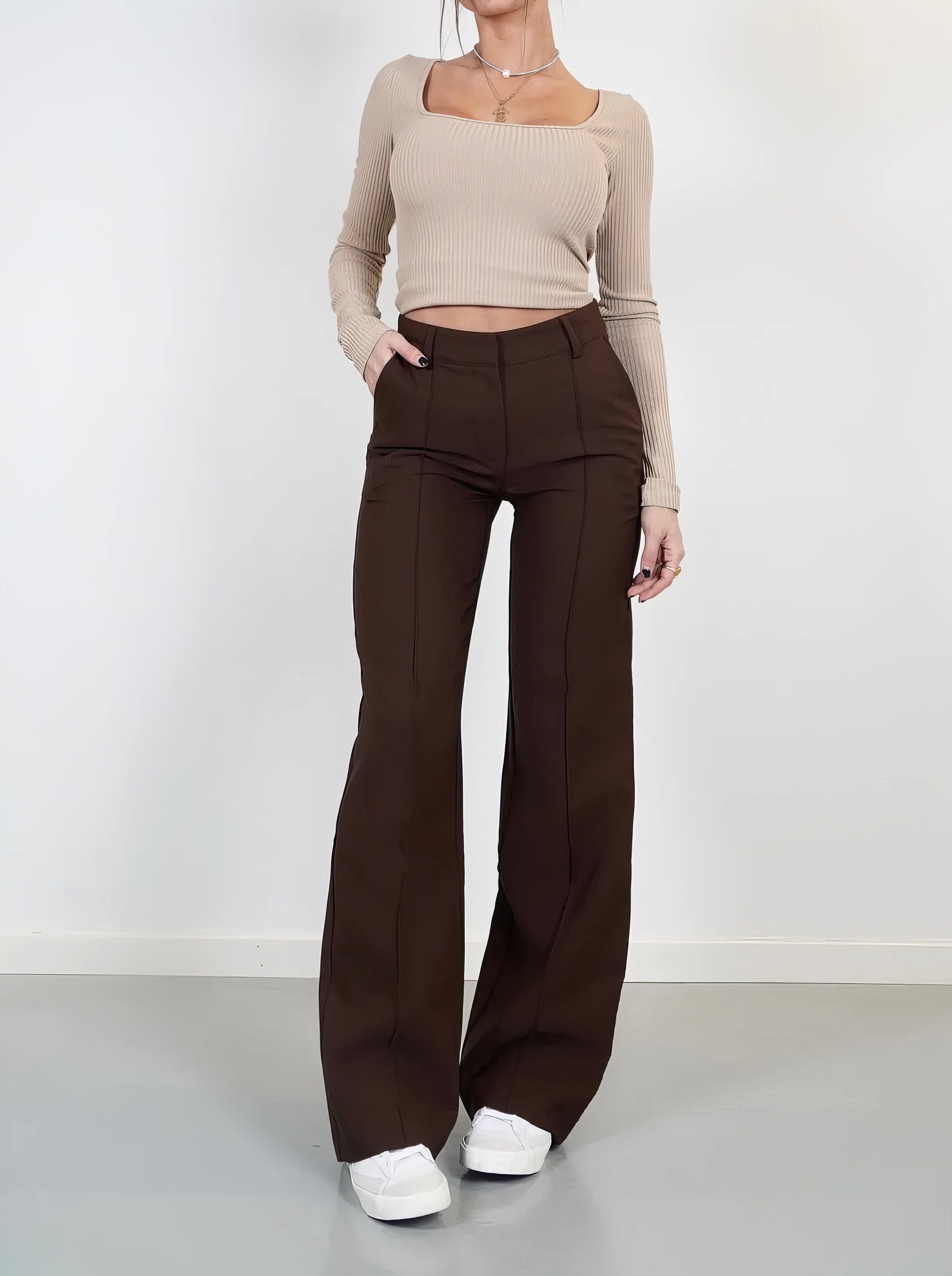 Leovy - Fashionable Women's Wide Leg Trousers