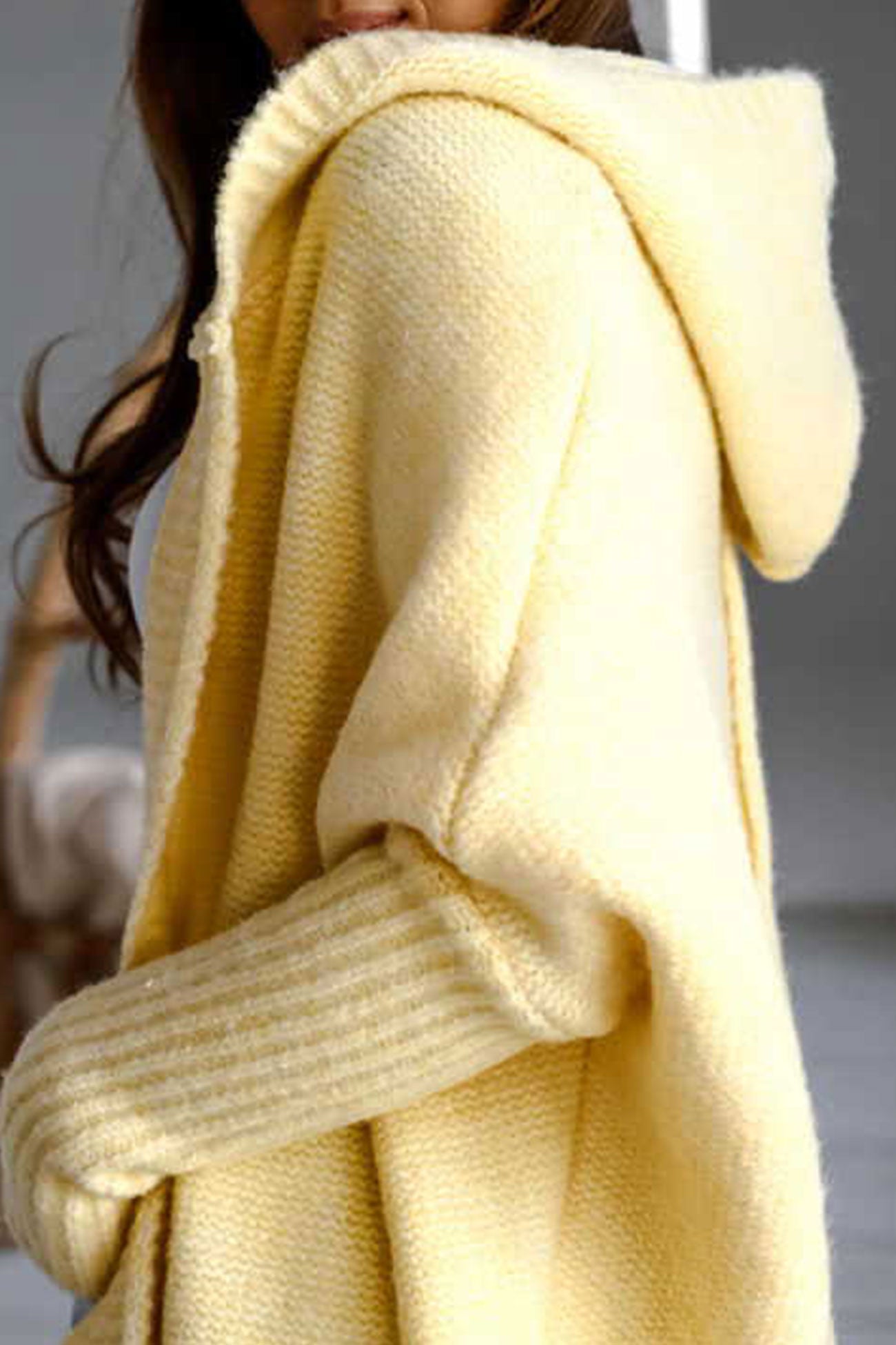 Bat-Shaped Hooded Knitted Cardigan