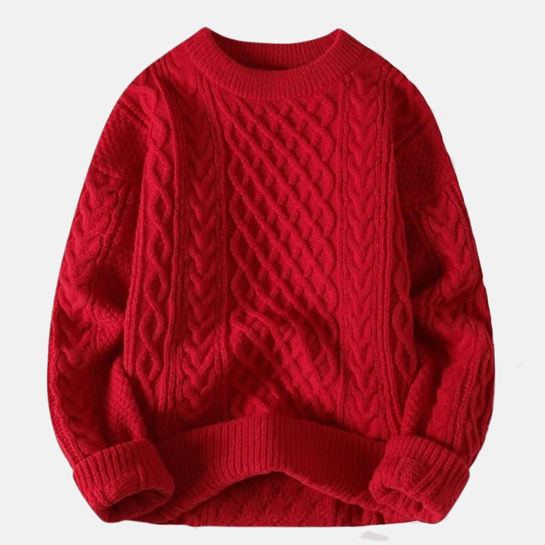 Men’s Cable-Knit Jumper with Ribbed Trims