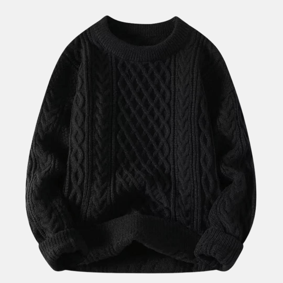 Men’s Cable-Knit Jumper with Ribbed Trims