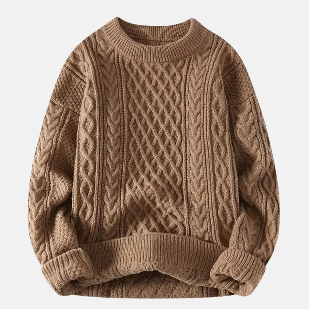 Men’s Cable-Knit Jumper with Ribbed Trims