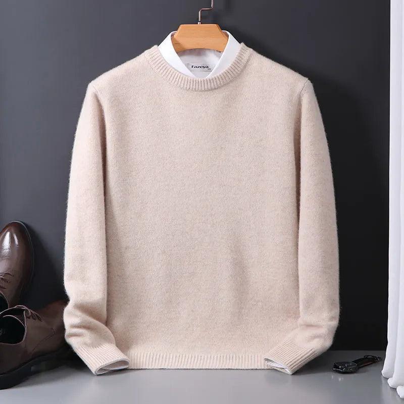 Men’s Crew-Neck Knit Jumper with Ribbed Trims