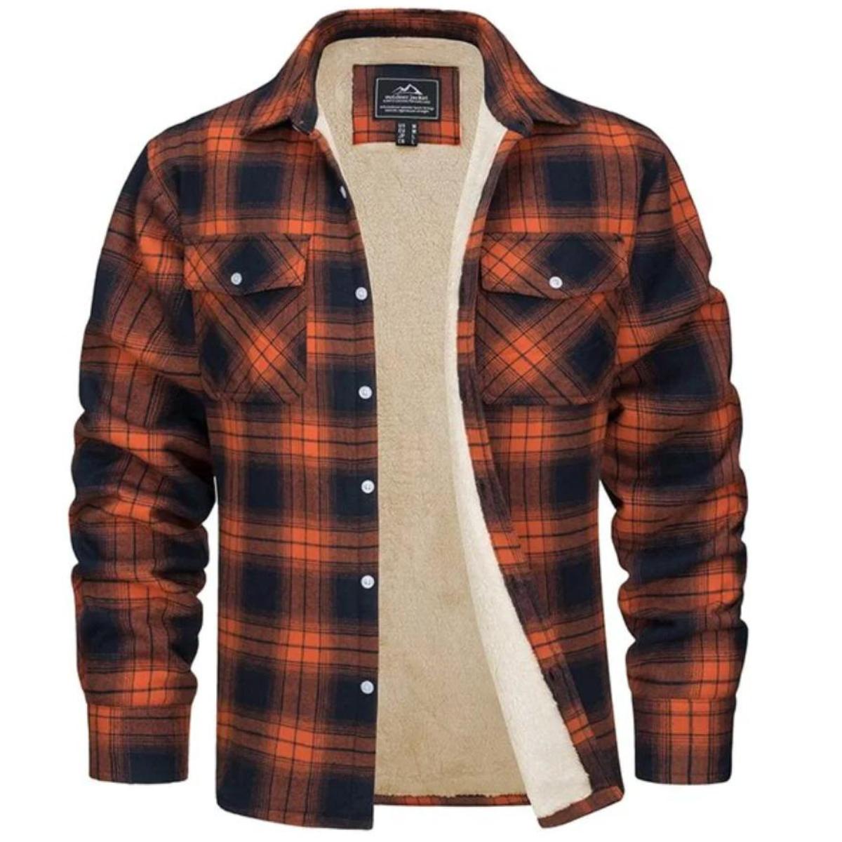 Men’s Fleece-Lined Plaid Shirt Jacket for Cold Seasons