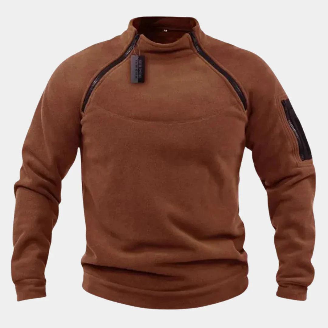Men’s Fleece Pullover Sweatshirt with Zip Detail
