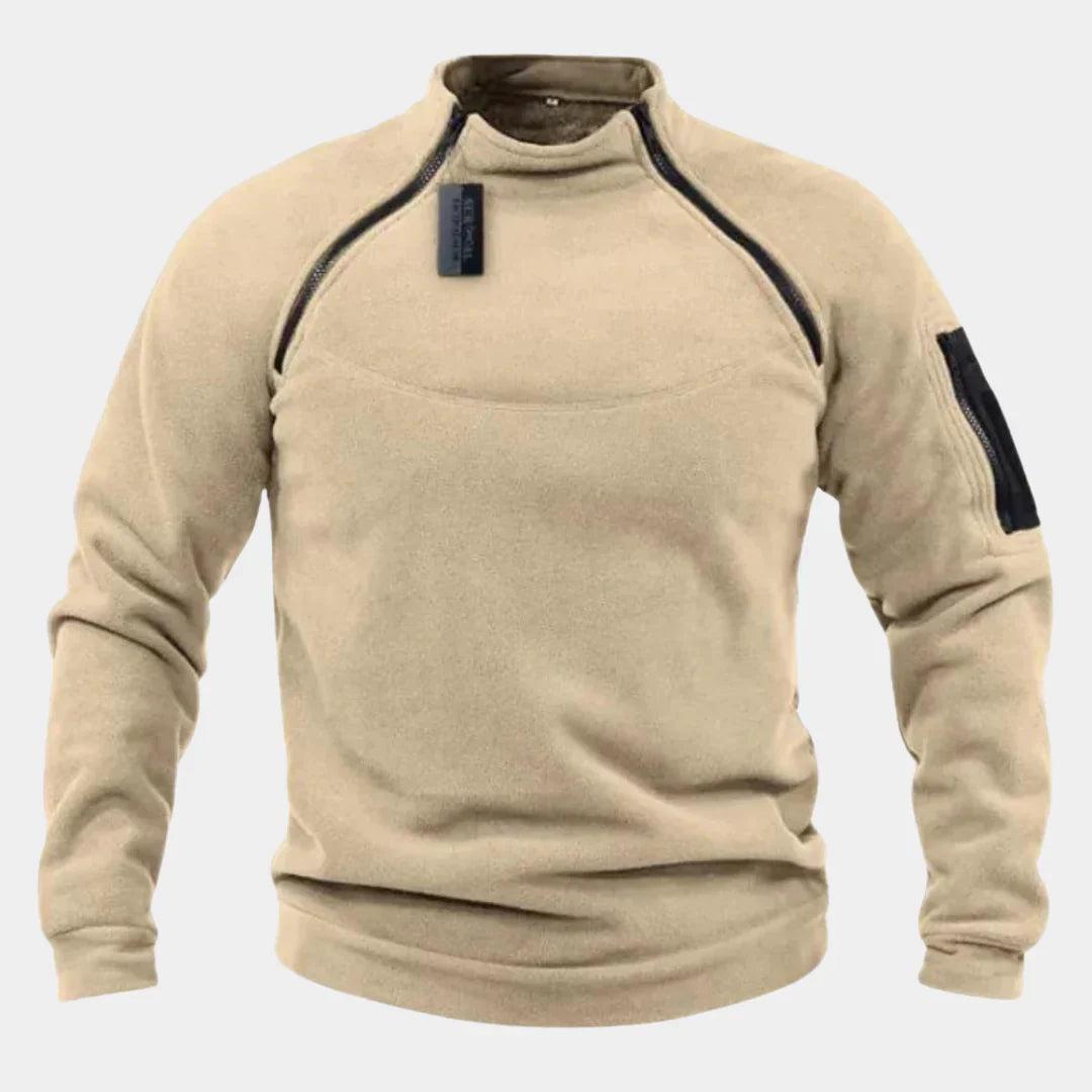 Men’s Fleece Pullover Sweatshirt with Zip Detail