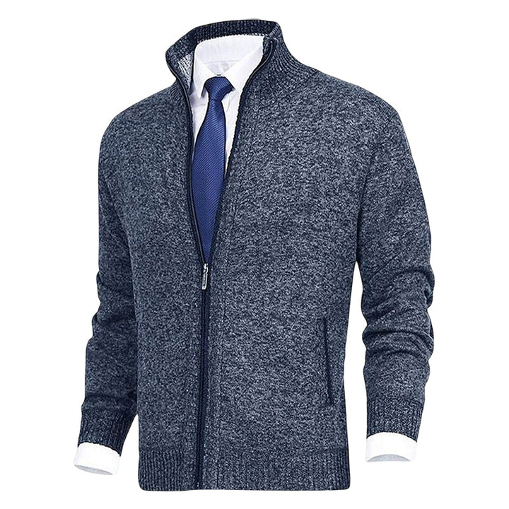 Men’s Formal Zip-Up Cardigan with Stand Collar