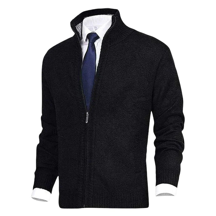 Men’s Formal Zip-Up Cardigan with Stand Collar