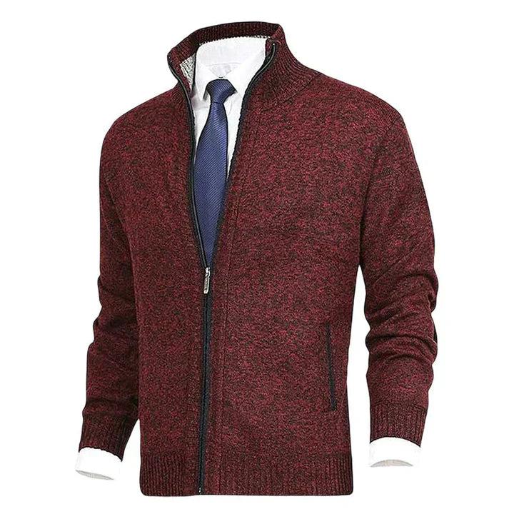 Men’s Formal Zip-Up Cardigan with Stand Collar