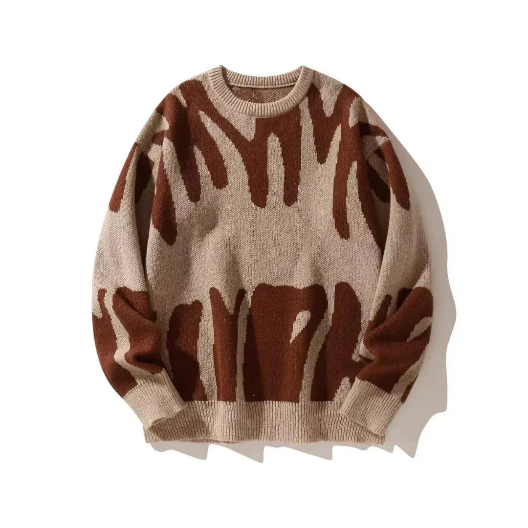 Men’s Graphic Crew-Neck Knit Jumper with Abstract Pattern