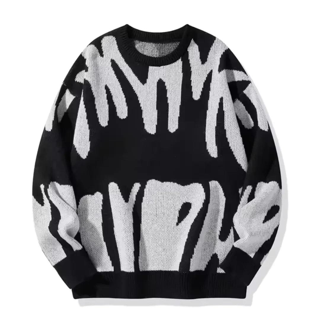 Men’s Graphic Crew-Neck Knit Jumper with Abstract Pattern