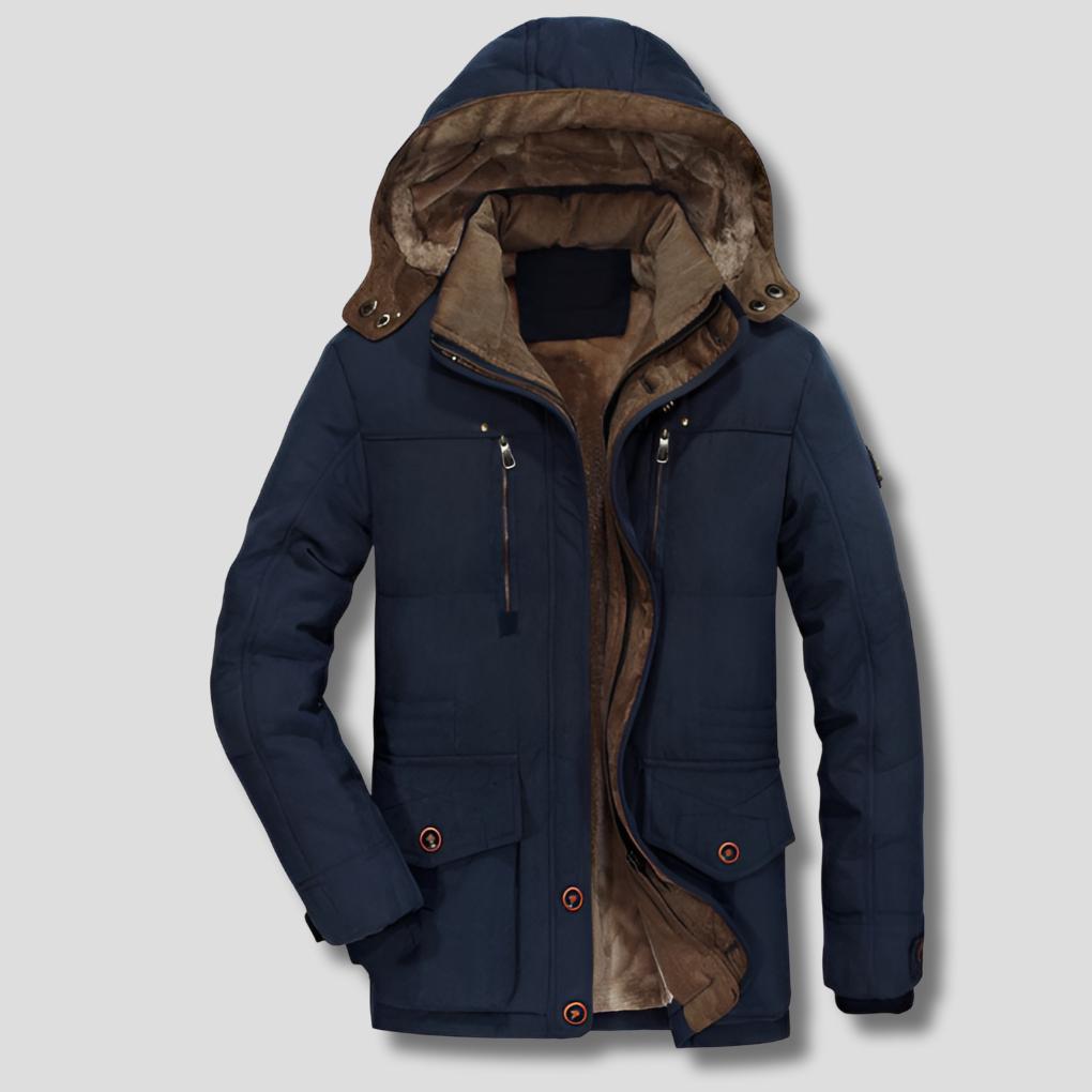 Men’s Hooded Fleece-Lined Jacket with Zip Pockets