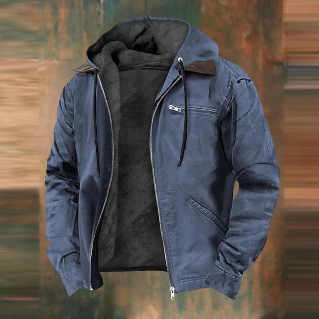 Men’s Hooded Fleece-Lined Winter Jacket for Cold Seasons