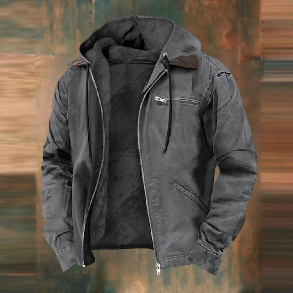 Men’s Hooded Fleece-Lined Winter Jacket for Cold Seasons