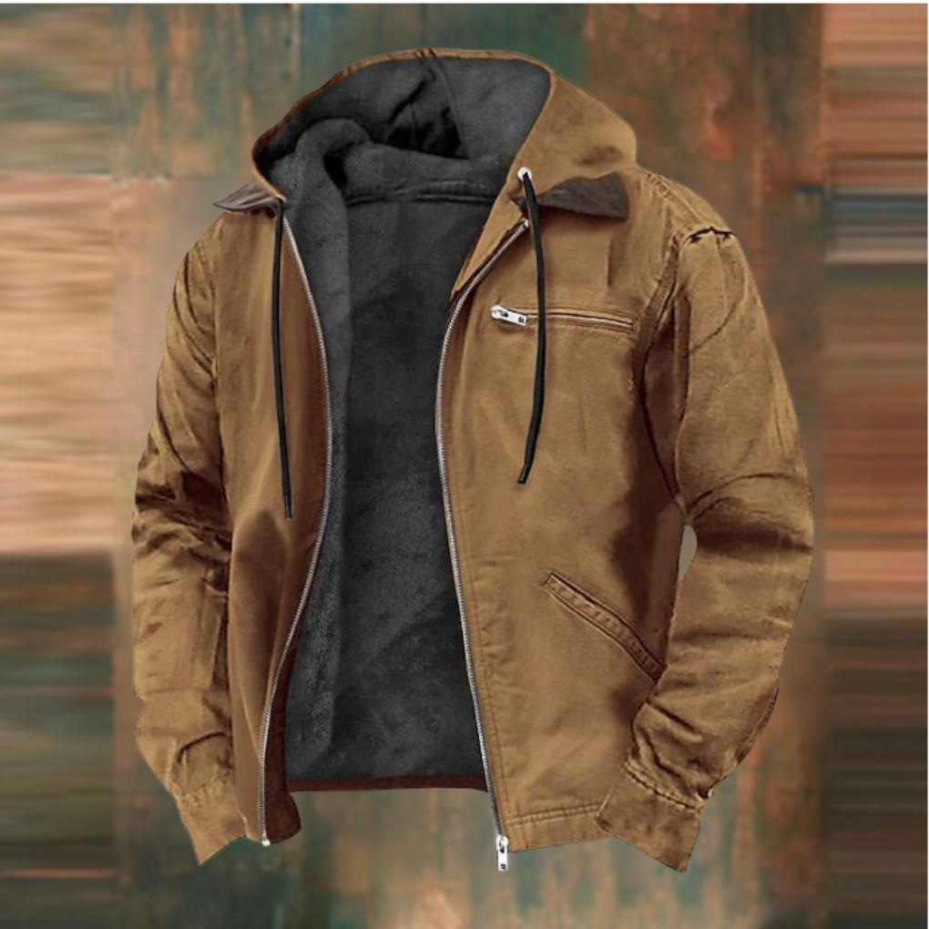 Men’s Hooded Fleece-Lined Winter Jacket for Cold Seasons
