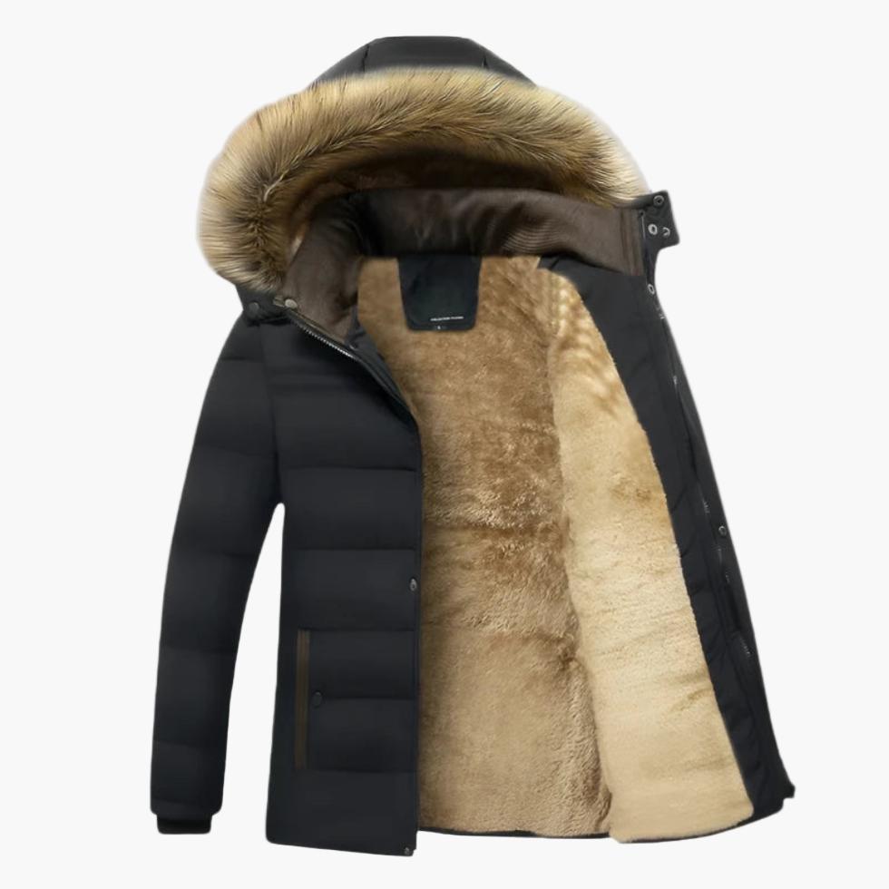 Men’s Hooded Parka Jacket for Cold Seasons with Faux Fur Trim