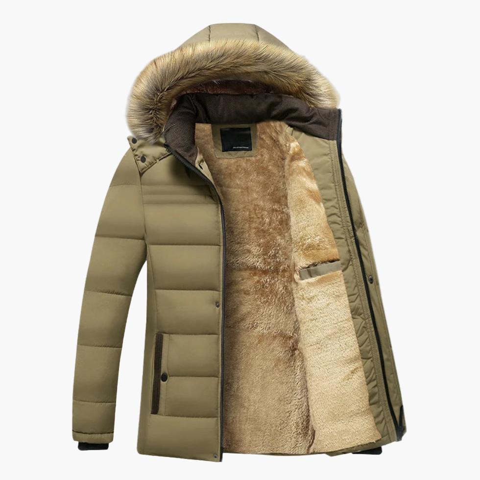 Men’s Hooded Parka Jacket for Cold Seasons with Faux Fur Trim