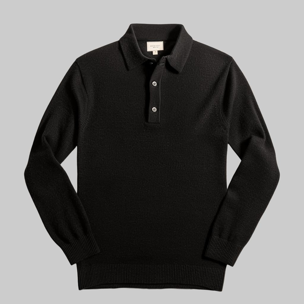 Men’s Knit Polo Sweater with Button Placket