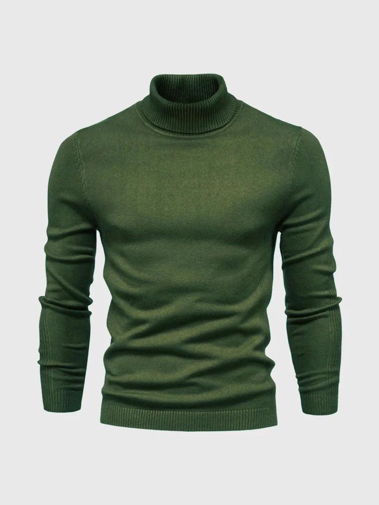 Men’s Knit Turtleneck Sweater with Ribbed Trims