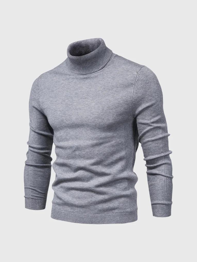 Men’s Knit Turtleneck Sweater with Ribbed Trims
