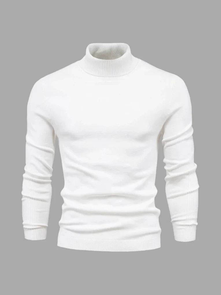 Men’s Knit Turtleneck Sweater with Ribbed Trims