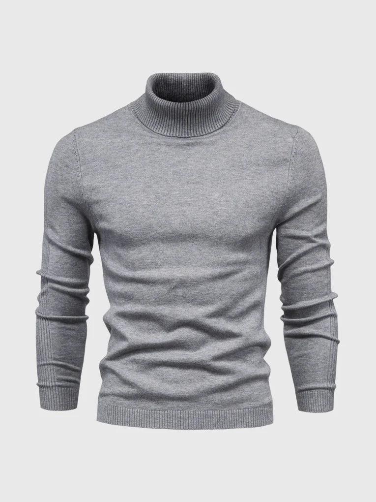 Men’s Knit Turtleneck Sweater with Ribbed Trims