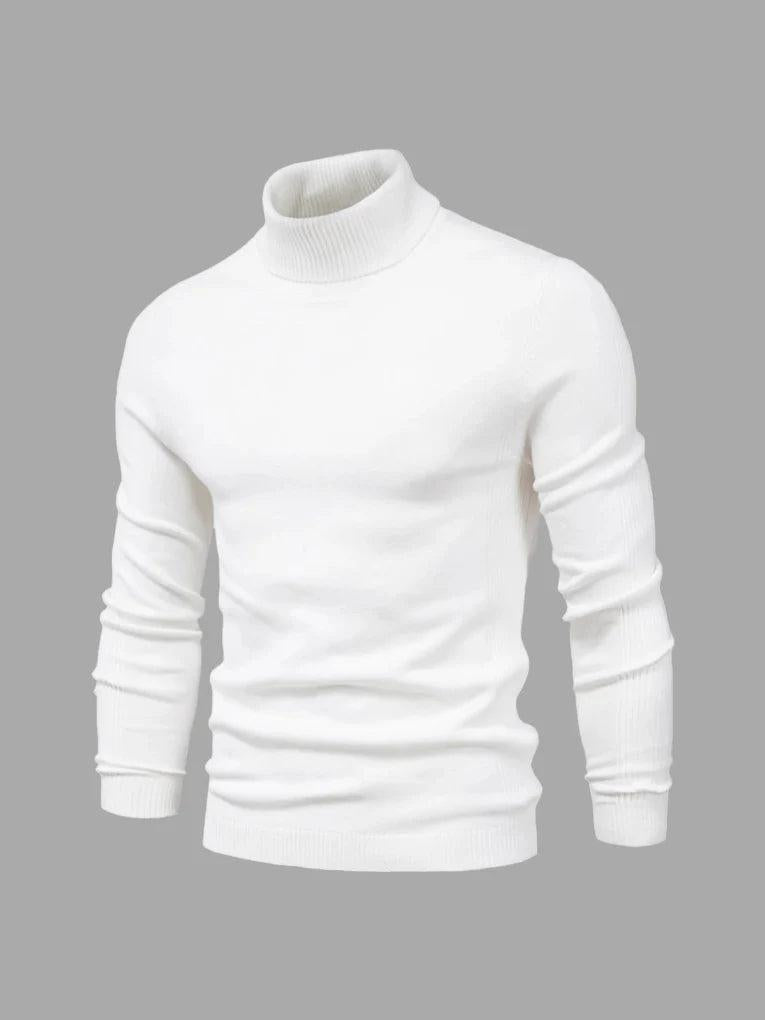 Men’s Knit Turtleneck Sweater with Ribbed Trims