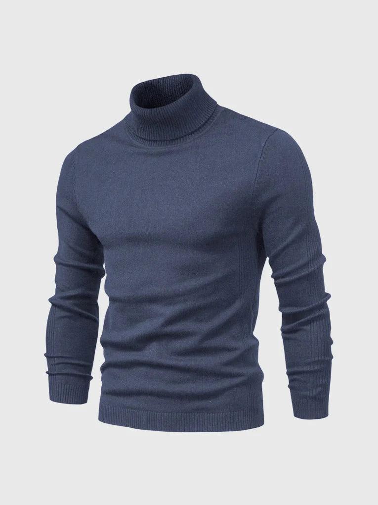 Men’s Knit Turtleneck Sweater with Ribbed Trims