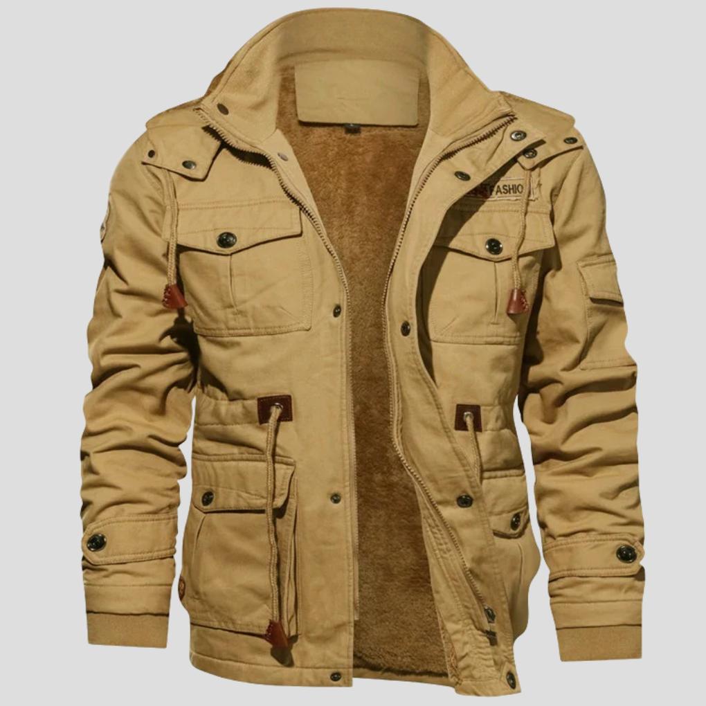 Men’s Lined Winter Jacket with Button Flap Pockets