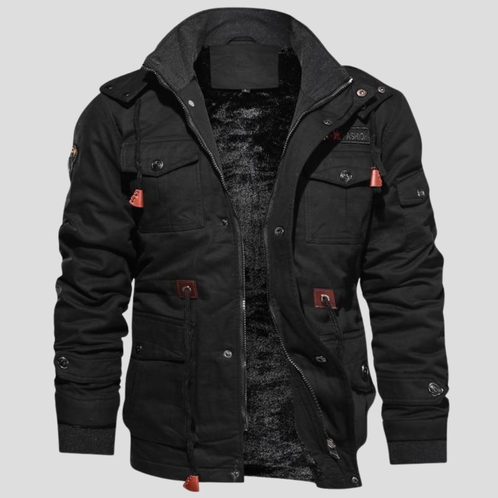 Men’s Lined Winter Jacket with Button Flap Pockets