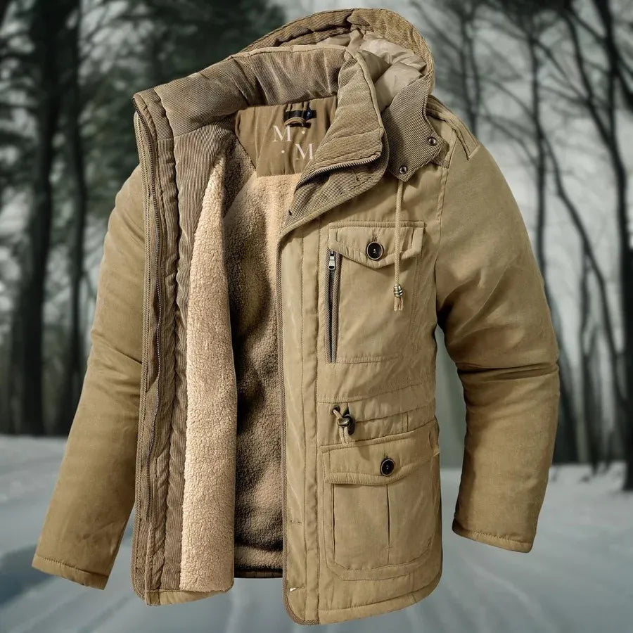 Men’s Modern Field Winter Jacket with Hood and Lined Interior