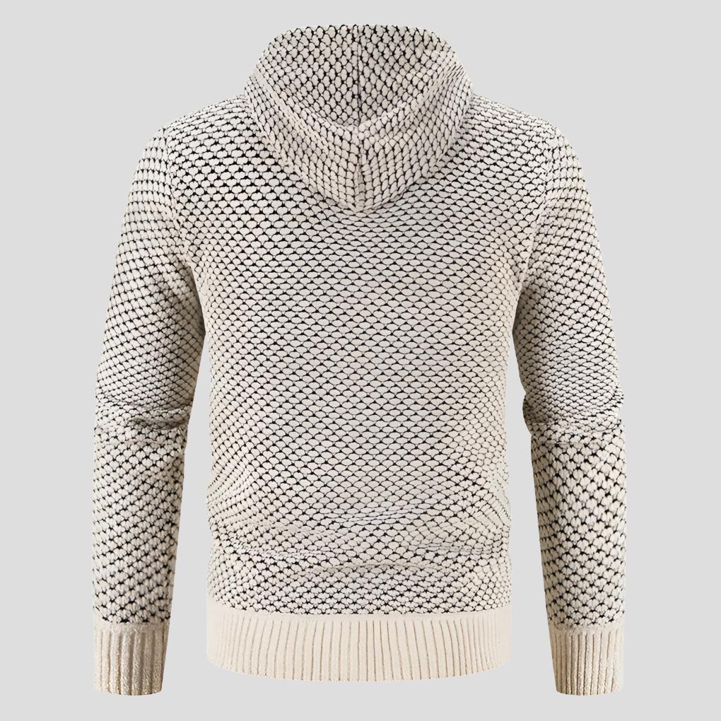 Men’s Modern Hooded Zip Knit Cardigan with Fleece Interior