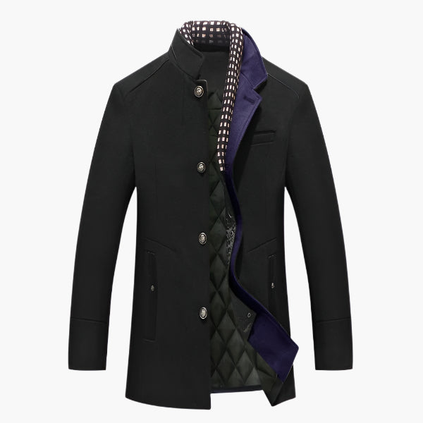 Men’s Modern Mandarin Collar Coat for Cold Seasons