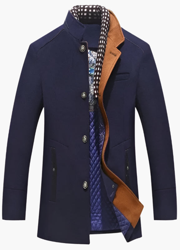 Men’s Modern Mandarin Collar Coat for Cold Seasons