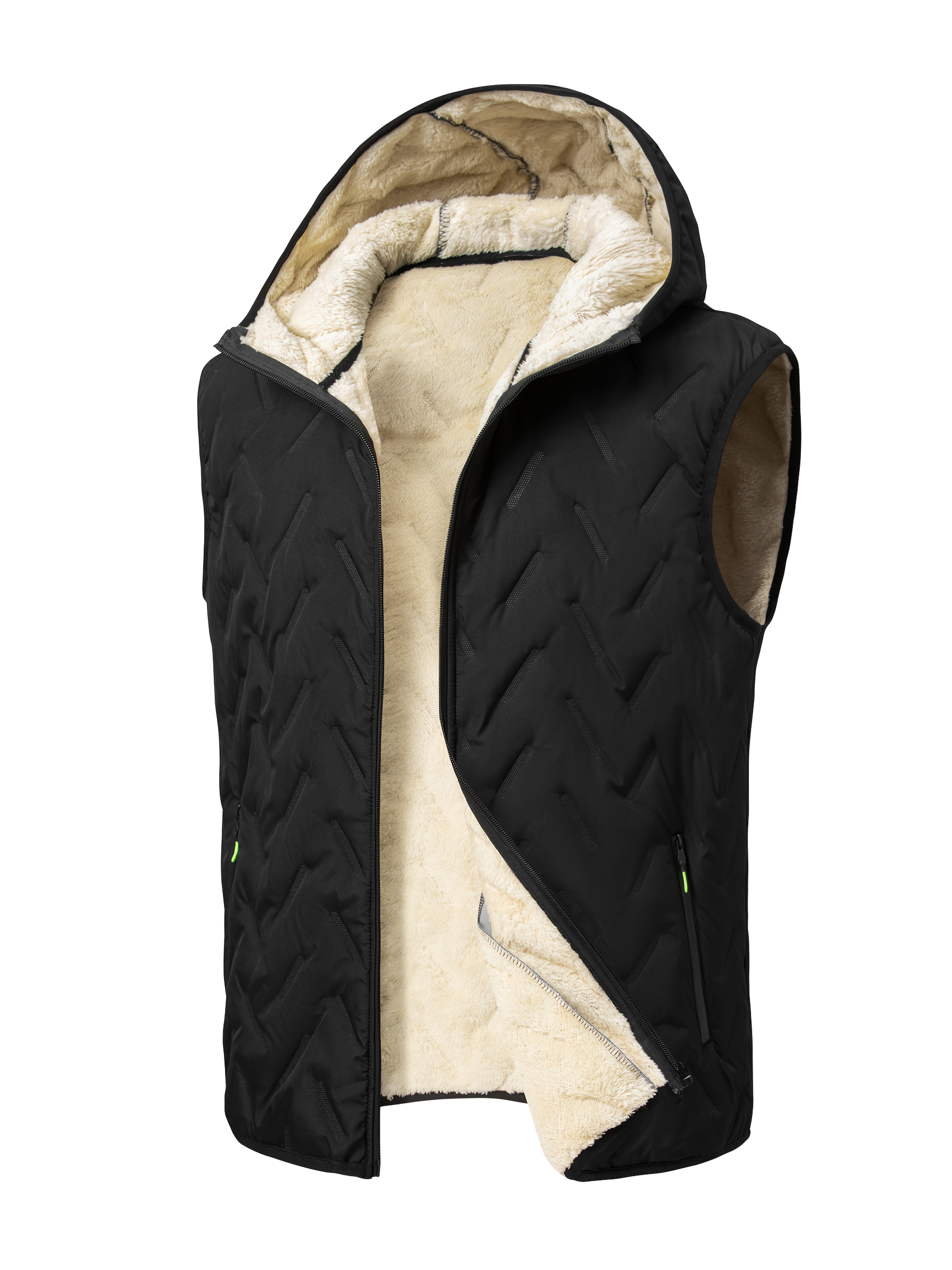 Men’s Quilted Hooded Vest with Fleece Lining