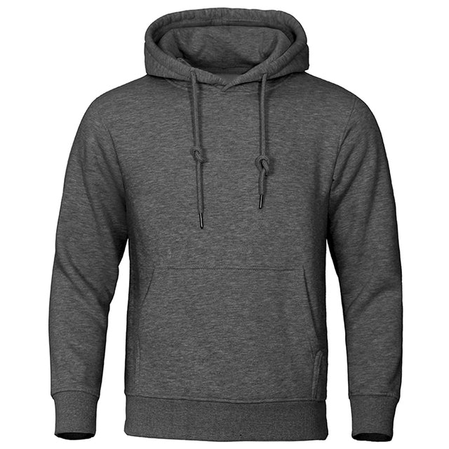 Men’s Solid Pullover Hoodie with Drawstring Hood
