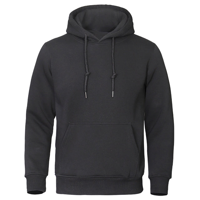Men’s Solid Pullover Hoodie with Drawstring Hood