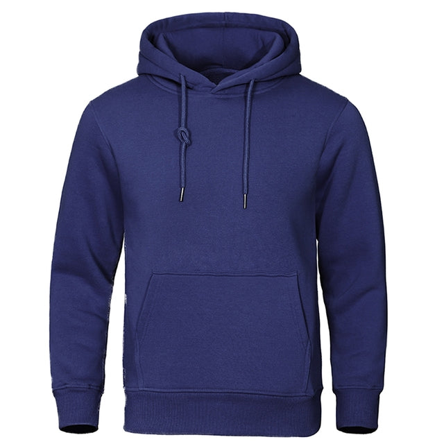Men’s Solid Pullover Hoodie with Drawstring Hood