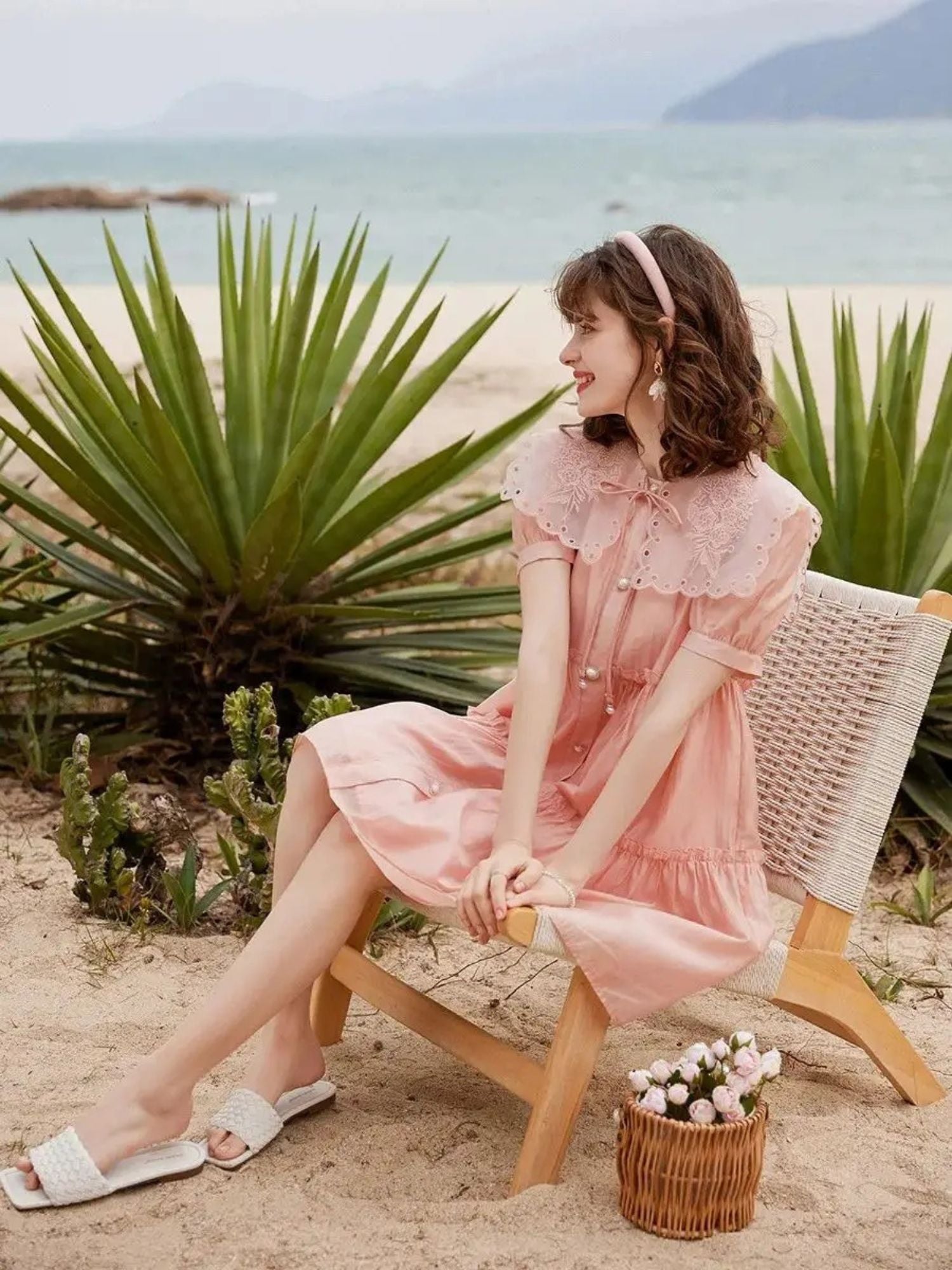 Women’s A-Line Mini Dress with Peter Pan Collar & Button Placket