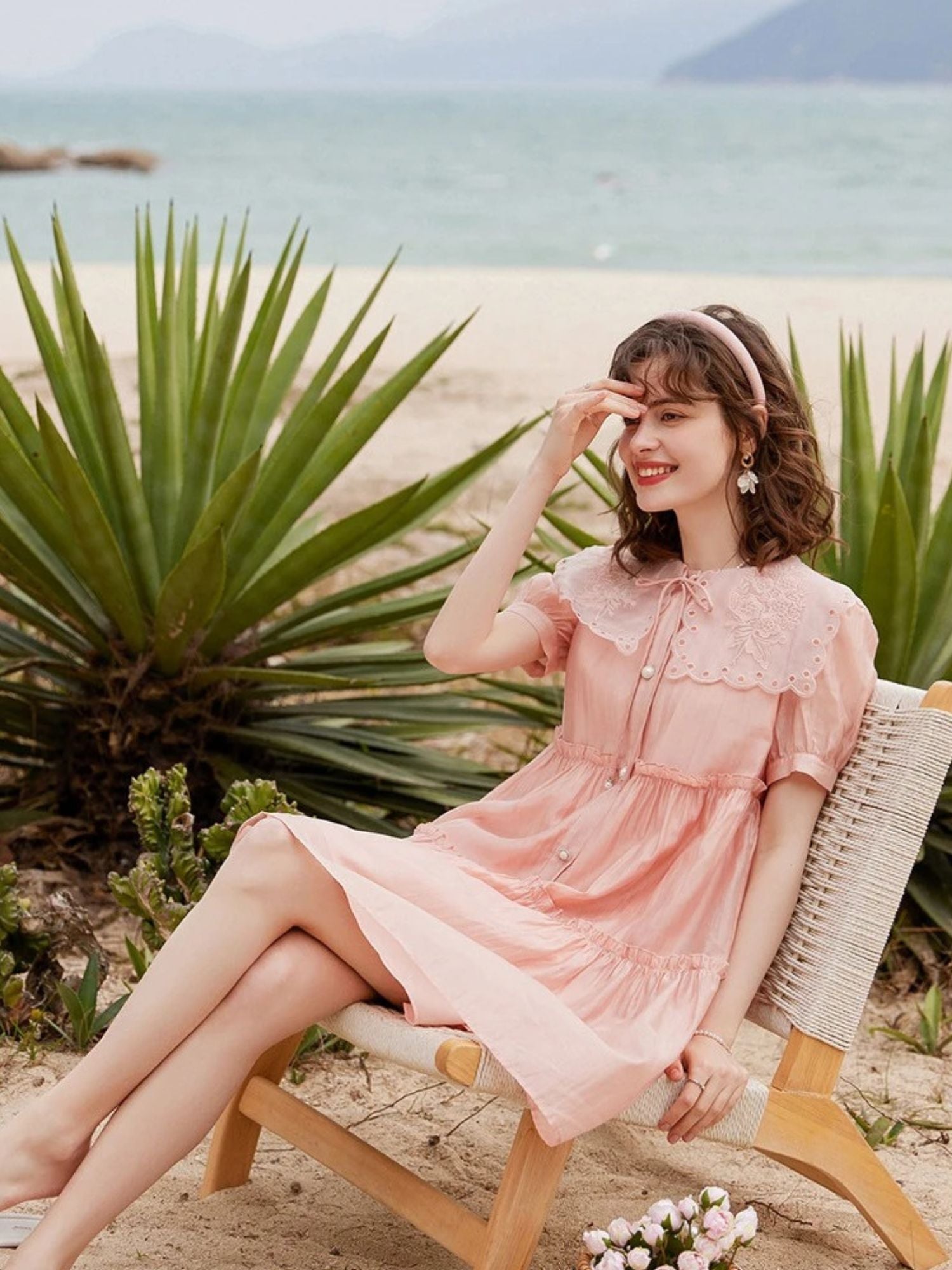 Women’s A-Line Mini Dress with Peter Pan Collar & Button Placket