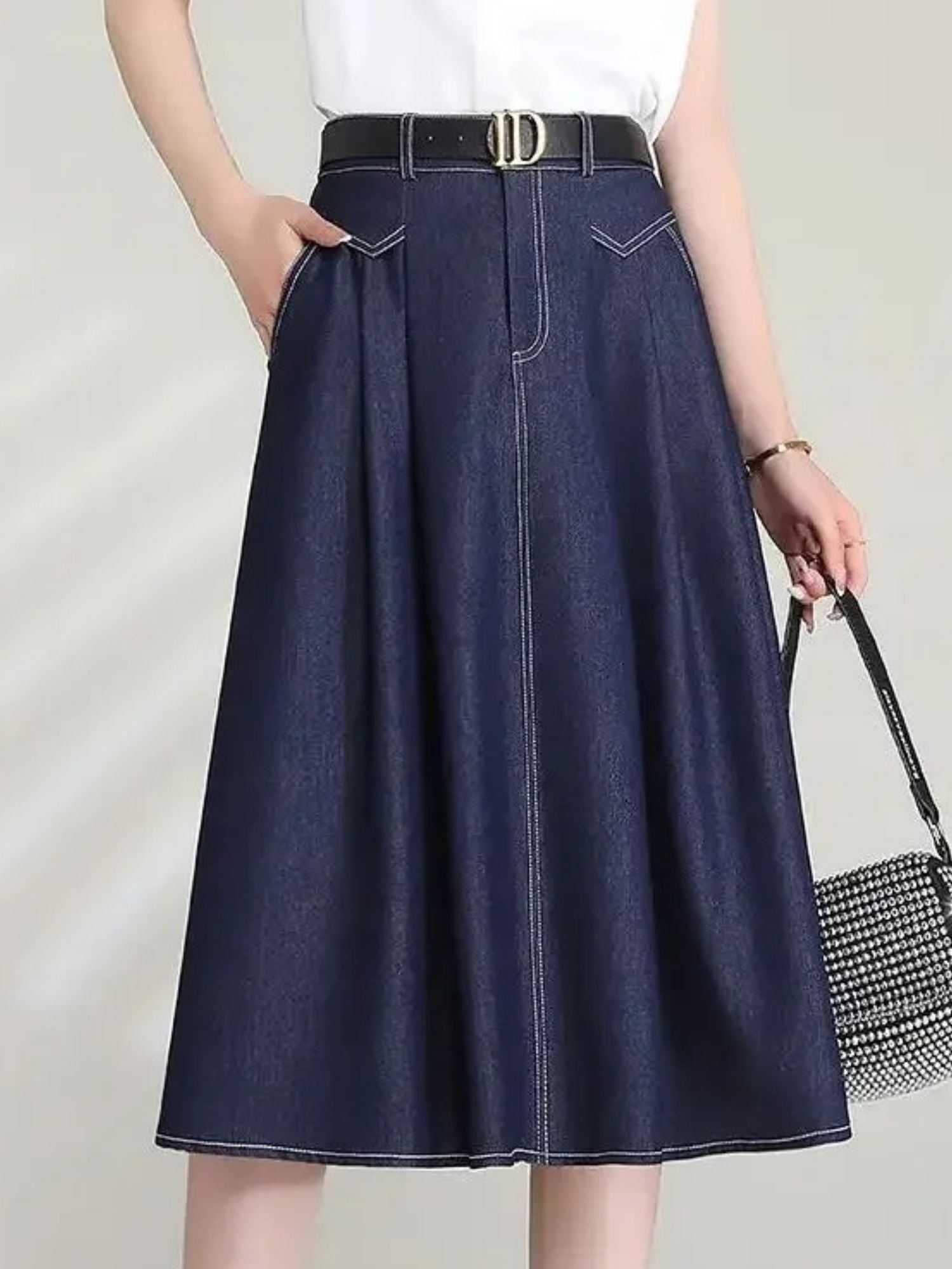 Women’s High-Waisted A-Line Denim Skirt