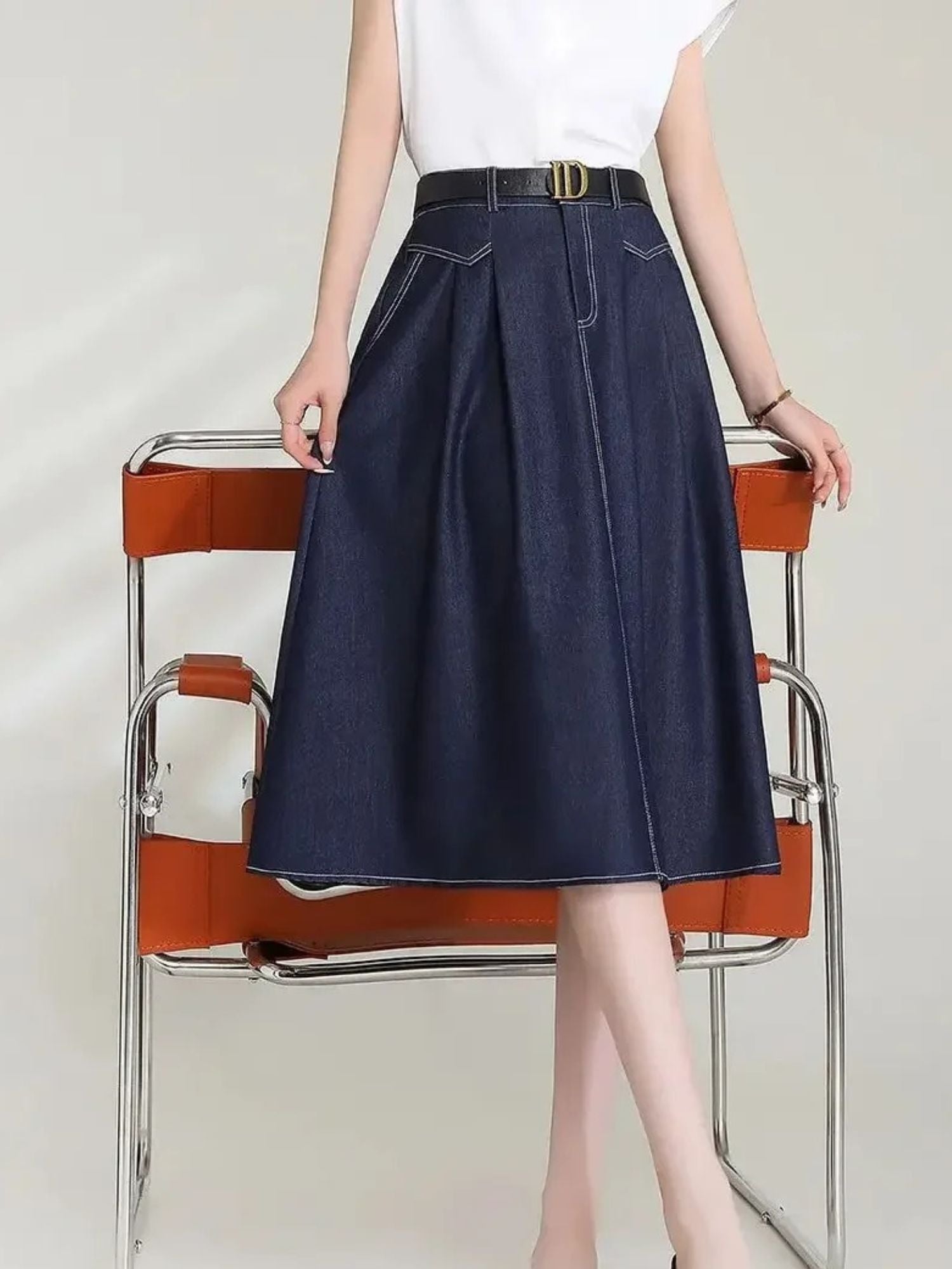 Women’s High-Waisted A-Line Denim Skirt