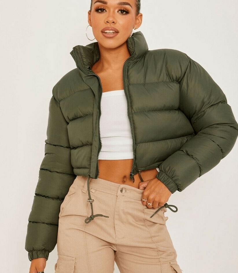 Women’s Short Puffer Jacket with Drawstring