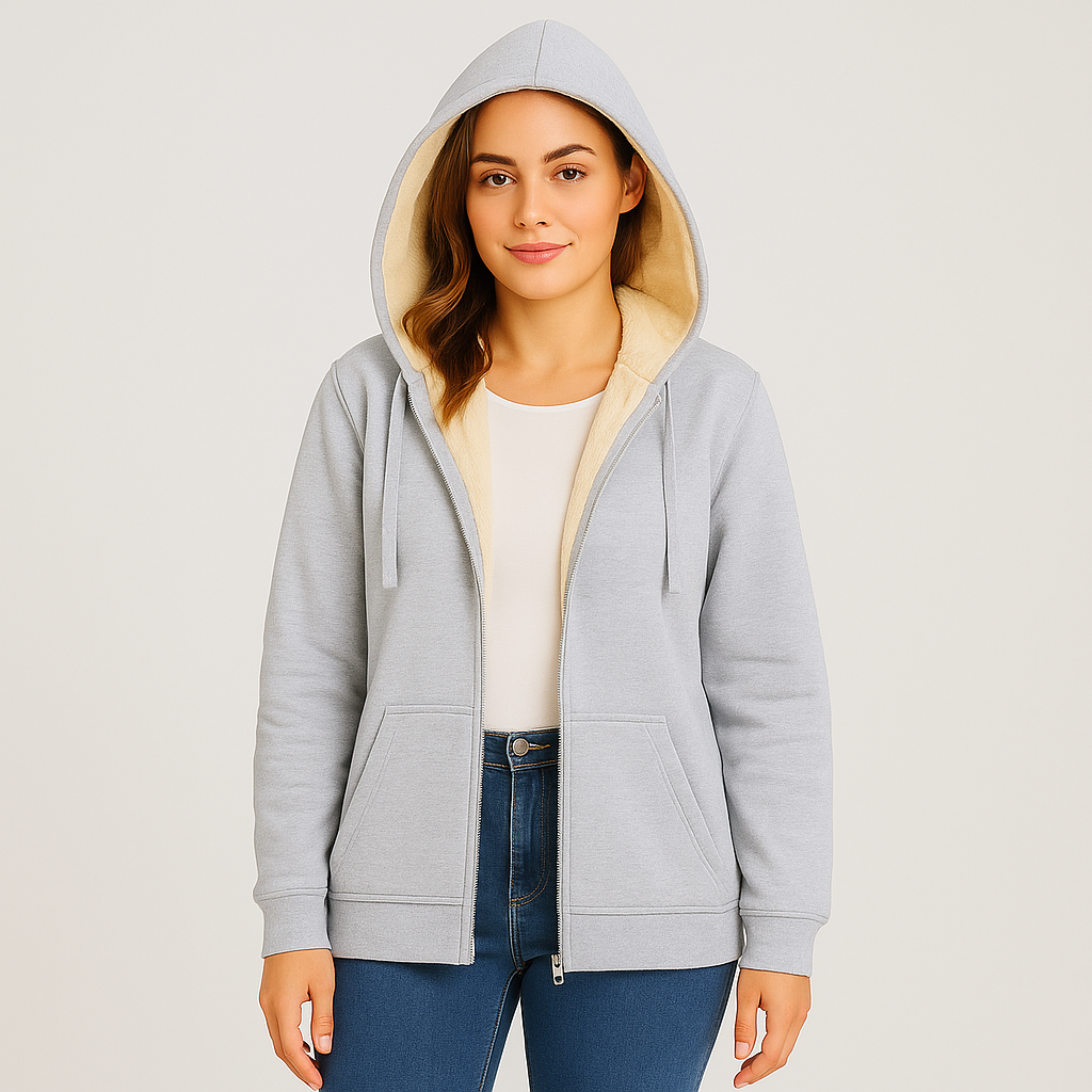 Women’s Hoodie With Full-Length Zip And Fixed Hood