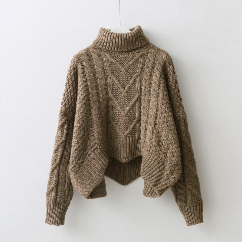 Thick Twist Knit Turtleneck Sweater