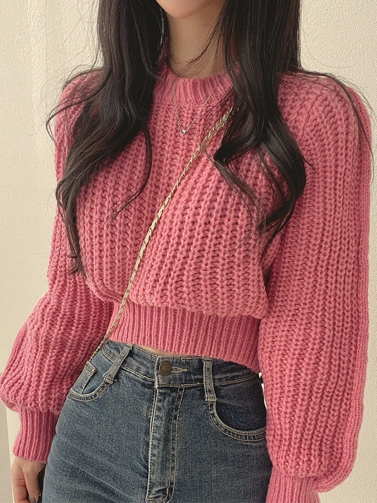 Vintage Harajuku Lantern Sleeve Sweater for Women