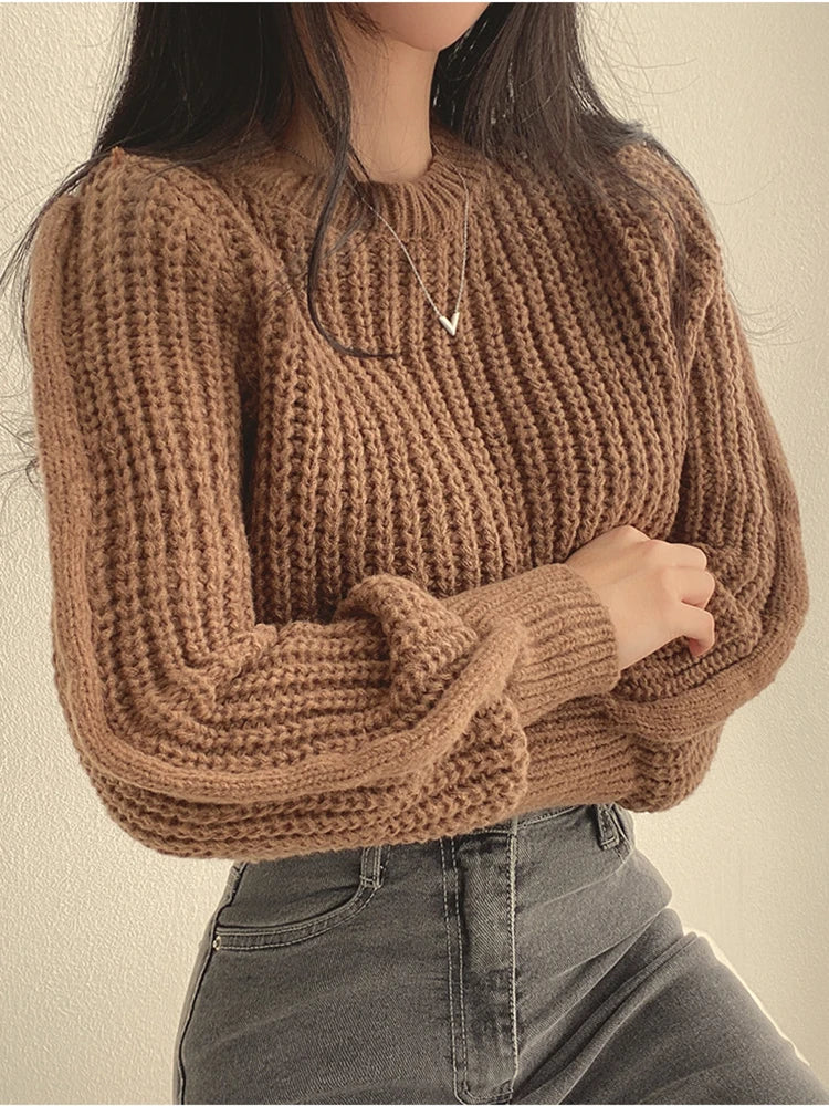 Vintage Harajuku Lantern Sleeve Sweater for Women