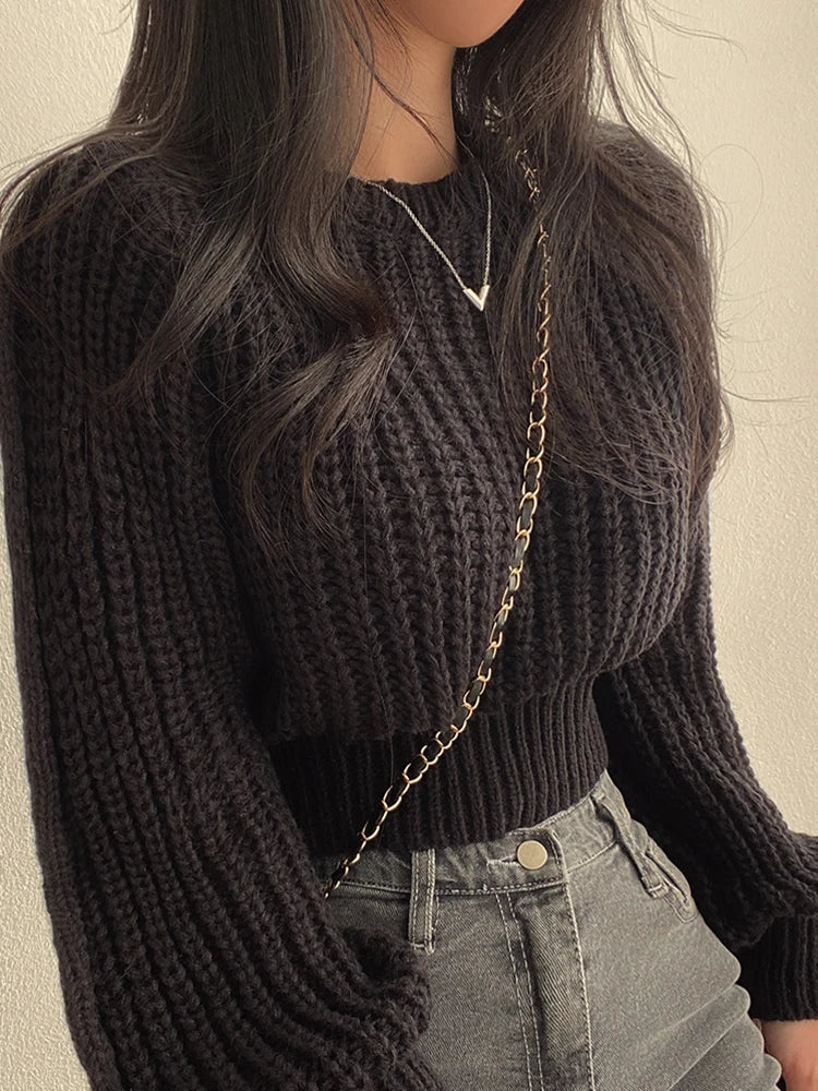 Vintage Harajuku Lantern Sleeve Sweater for Women