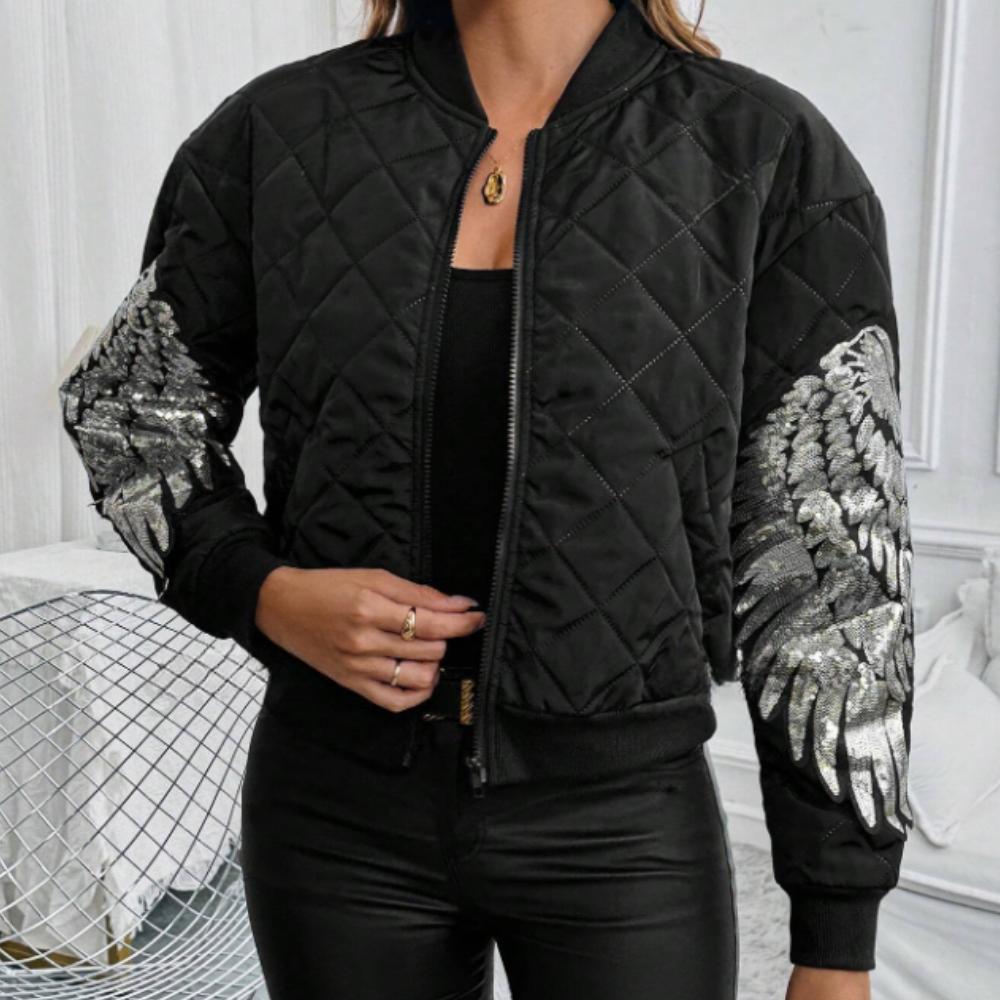 Women Jacket With Front Zip Fastening