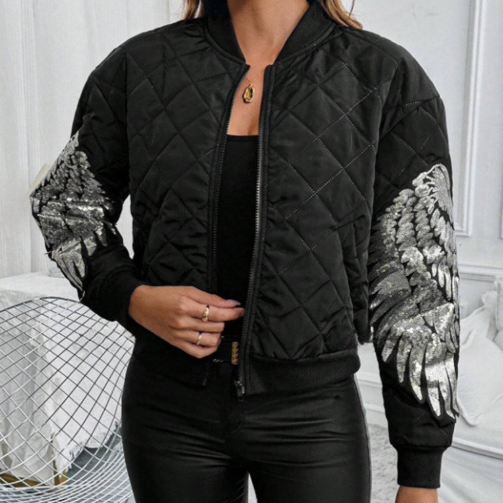 Women Jacket With Front Zip Fastening