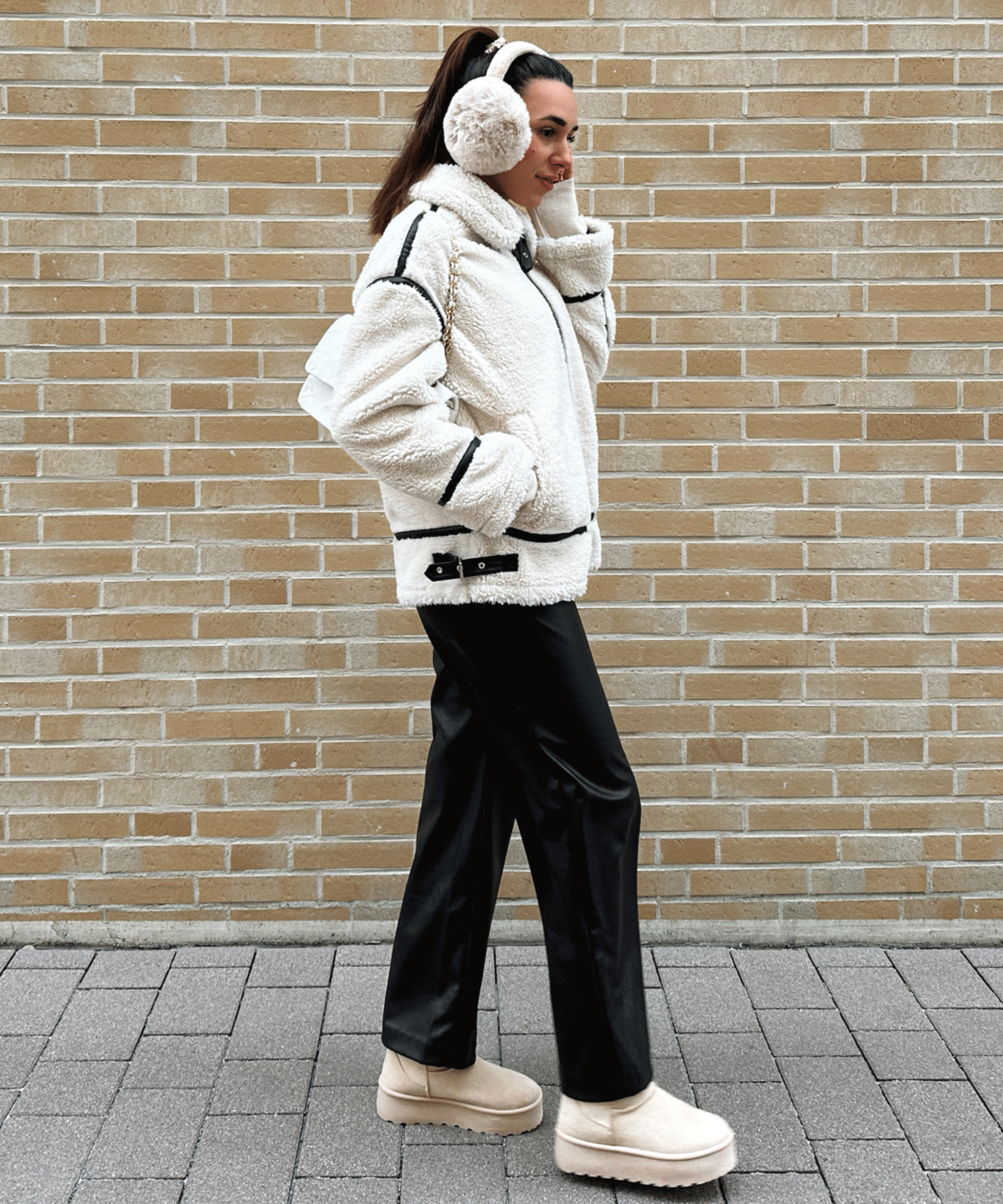 Women’s Cream Coat with Textured Collar